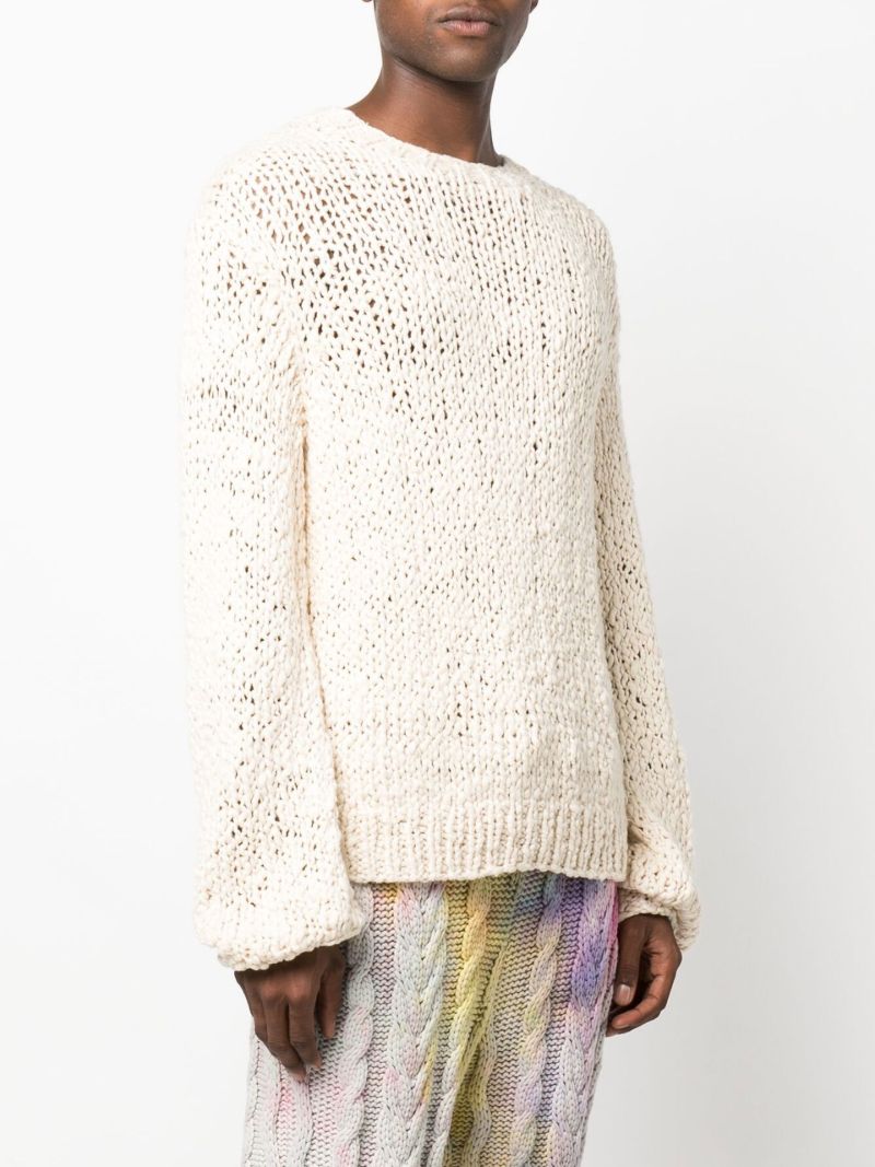 Neutral Open Knit Cotton Sweater