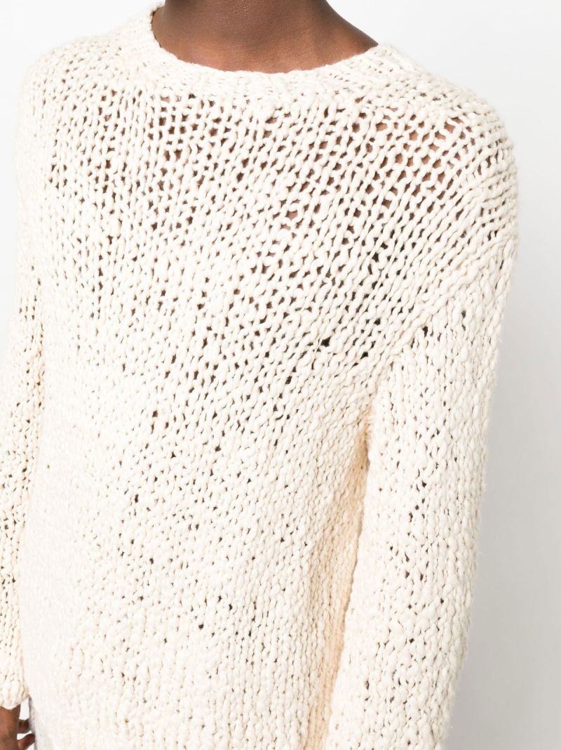 Neutral Open Knit Cotton Sweater