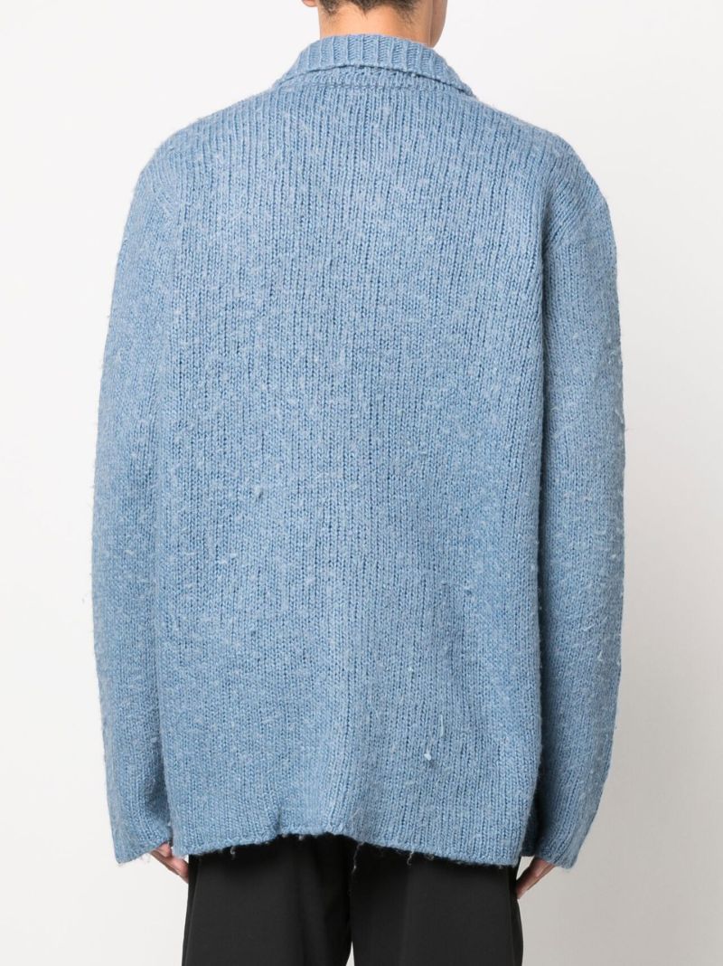 Blue Big Ribbed Cardigan