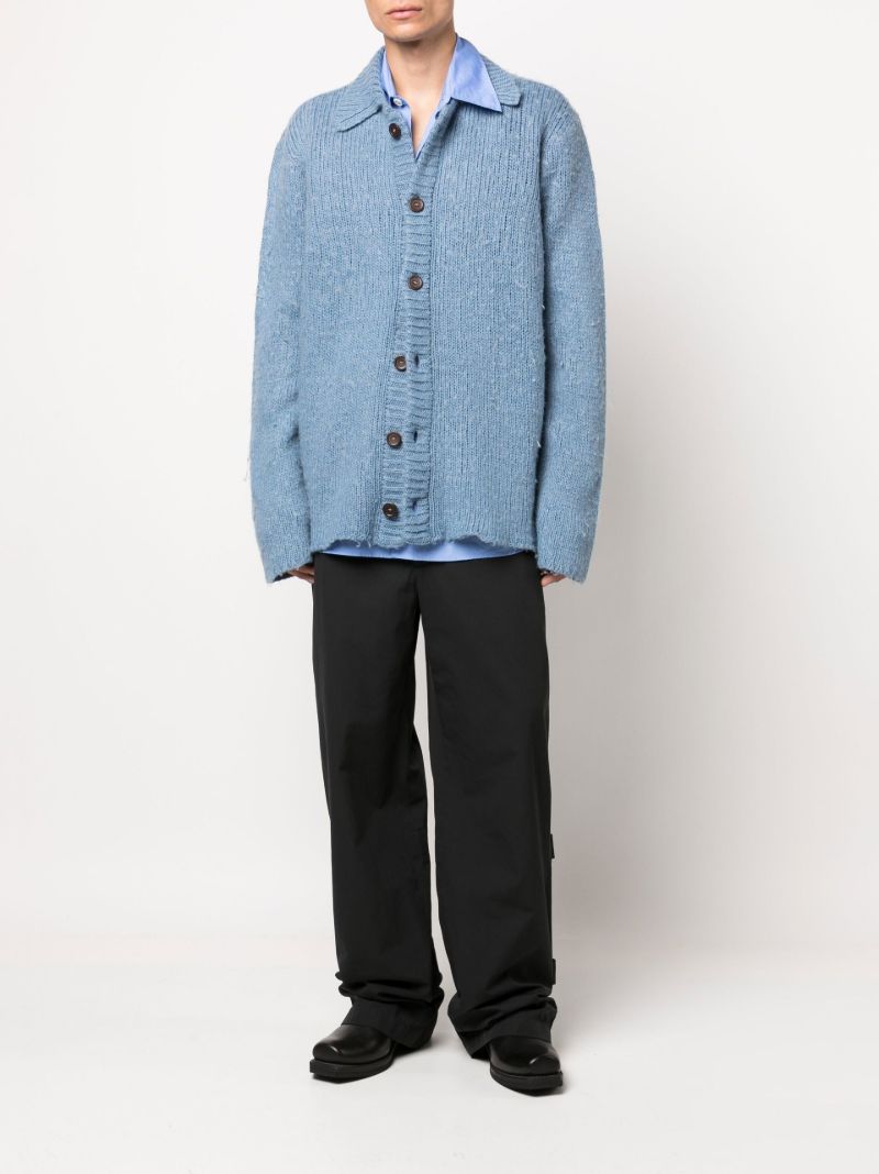 Blue Big Ribbed Cardigan