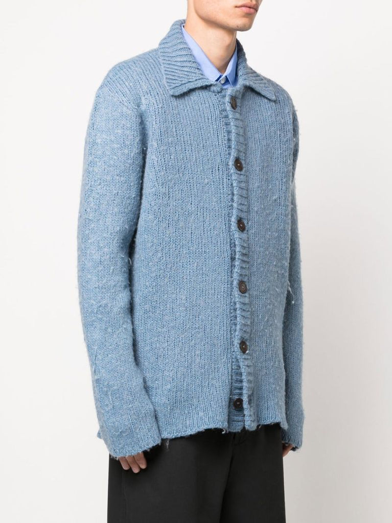 Blue Big Ribbed Cardigan