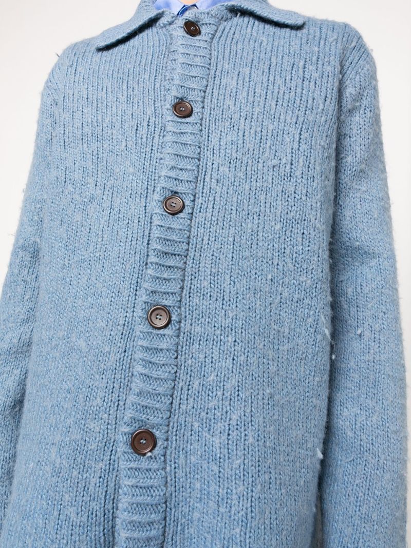 Blue Big Ribbed Cardigan