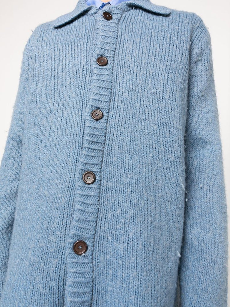 Blue Big Ribbed Cardigan