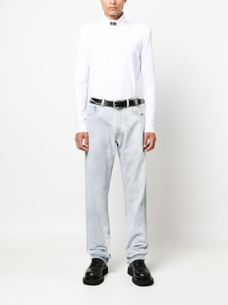 Blue Cut Up Straight-leg Jeans