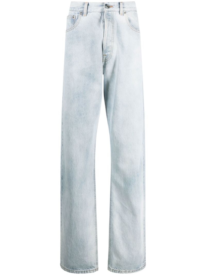 Blue Cut Up Straight-leg Jeans