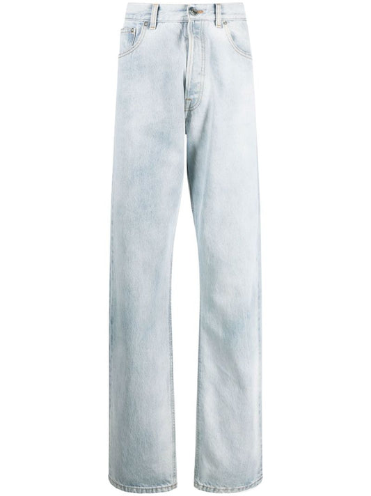 Blue Cut Up Straight-leg Jeans