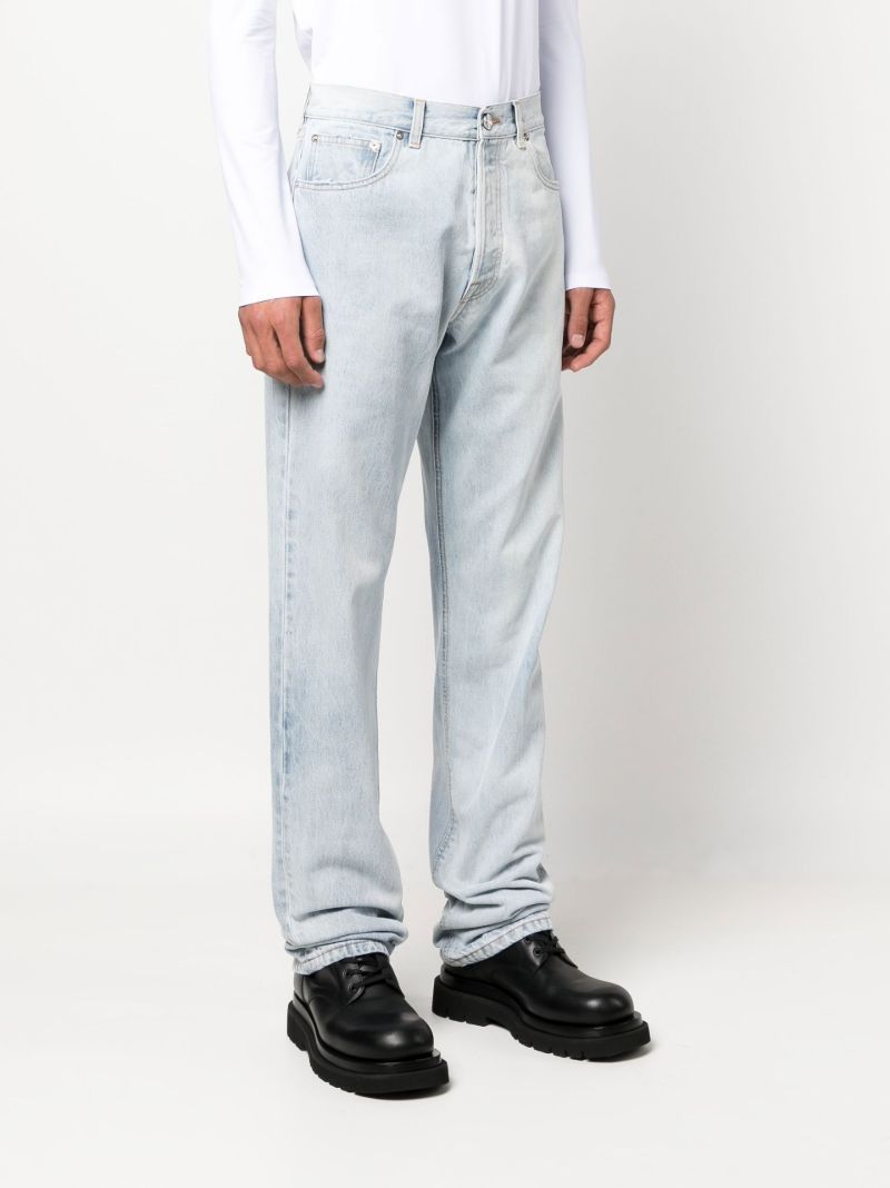 Blue Cut Up Straight-leg Jeans