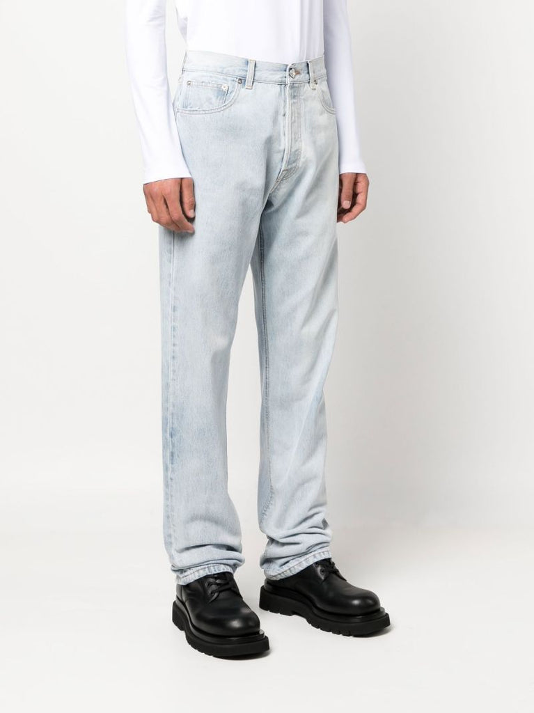 Blue Cut Up Straight-leg Jeans