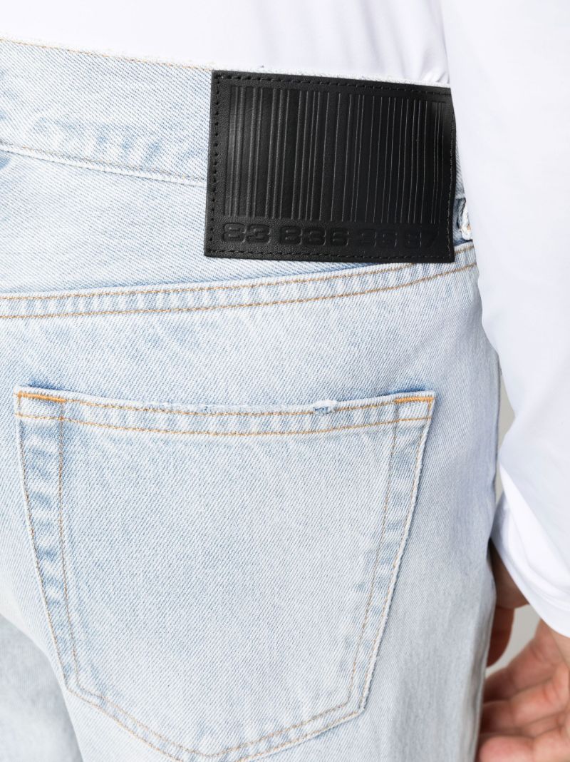 Blue Cut Up Straight-leg Jeans