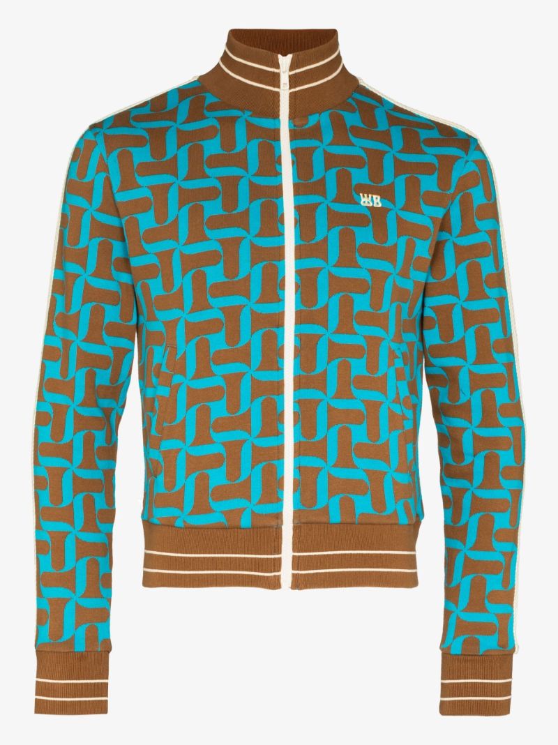 Blue Symphony Abstract Print Track Jacket