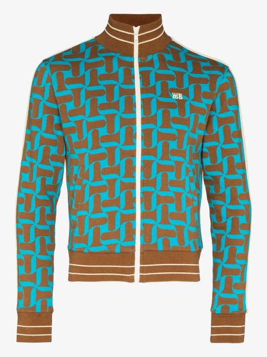 Blue Symphony Abstract Print Track Jacket