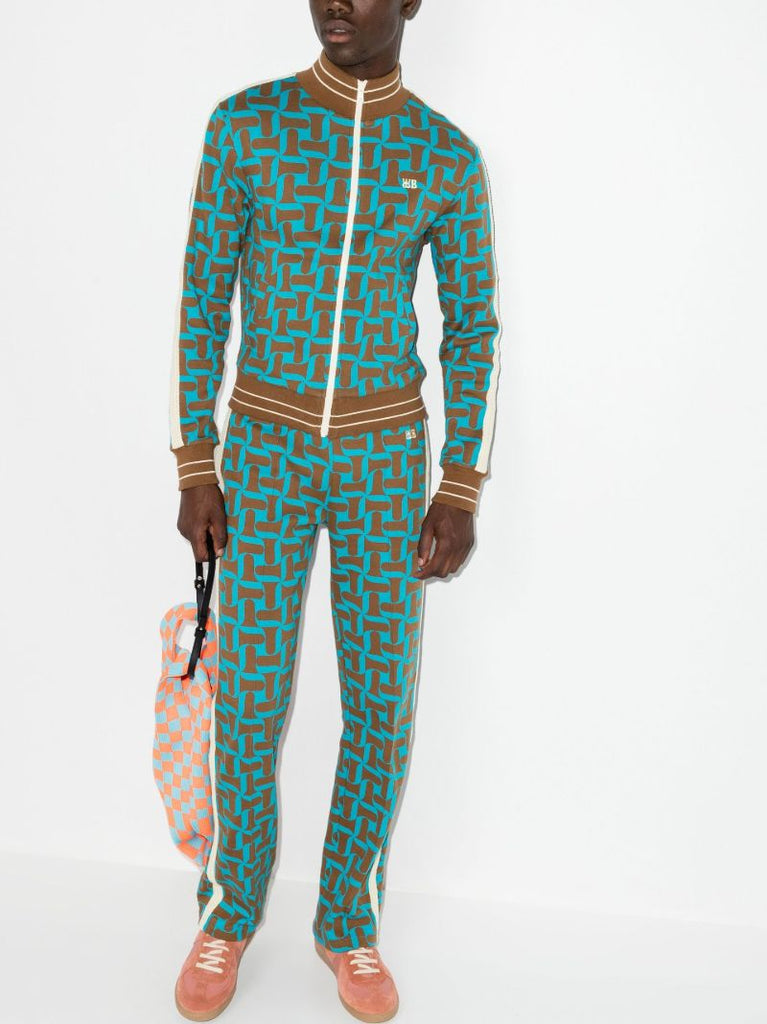 Blue Symphony Abstract Print Track Jacket