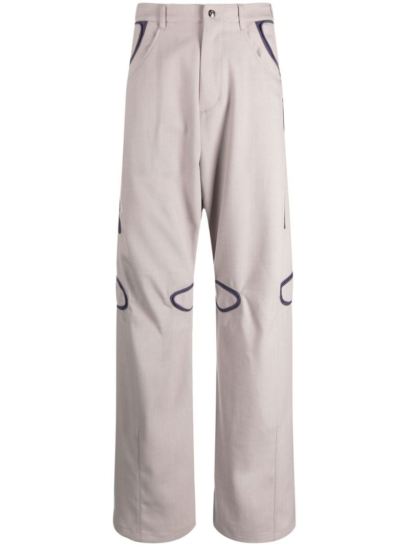 Neutral Giran Piped Straight-leg Trousers