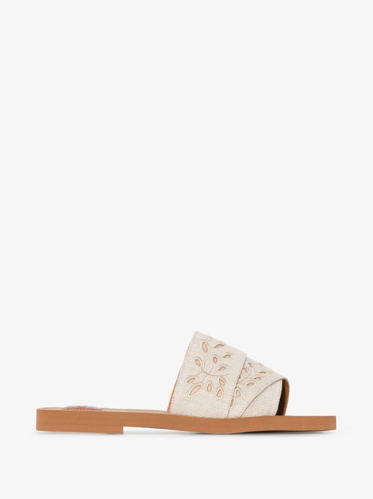 Neutral Woody Broderie Anglaise Sandals