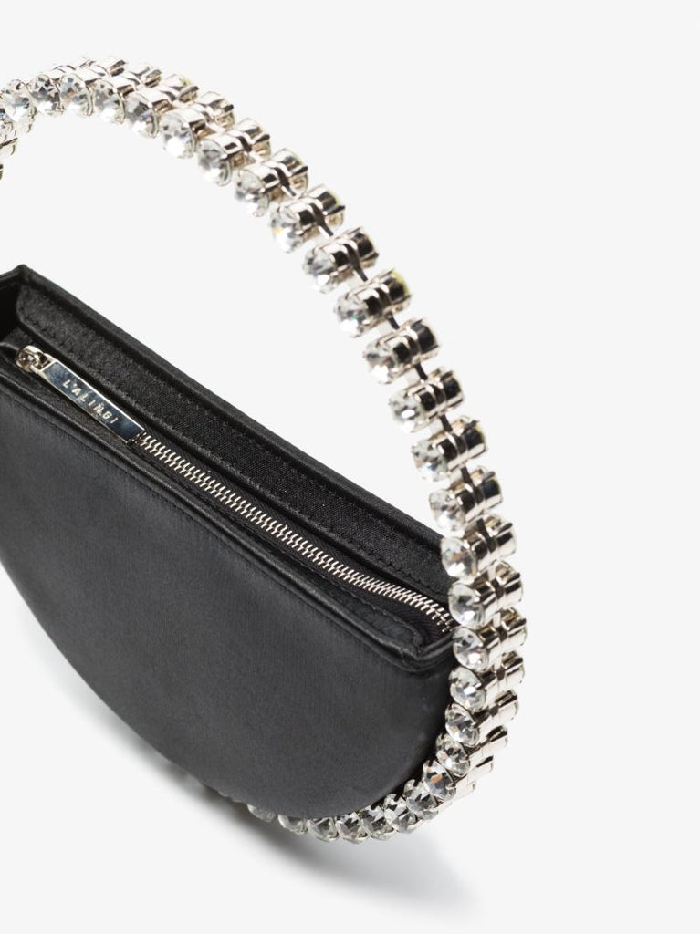Black Eternity Crystal Satin Clutch Bag