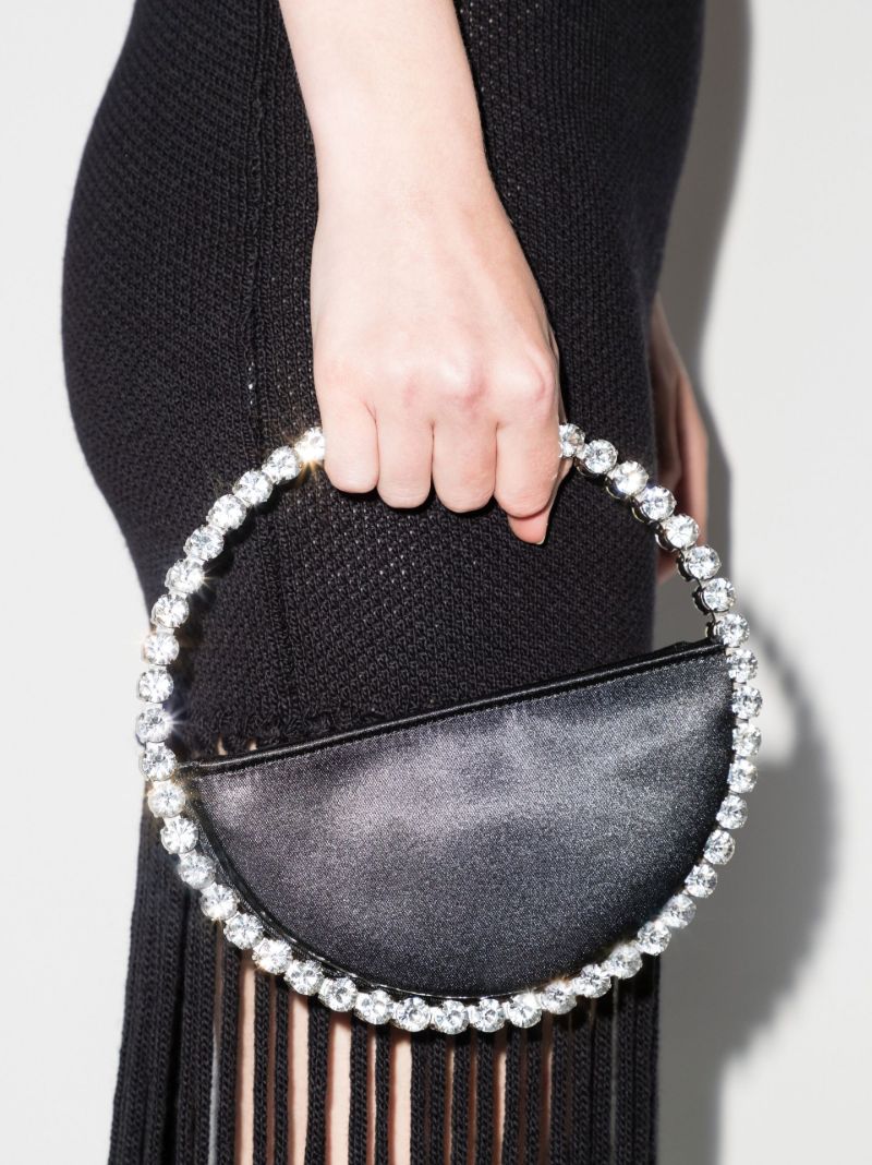 Black Eternity Crystal Satin Clutch Bag