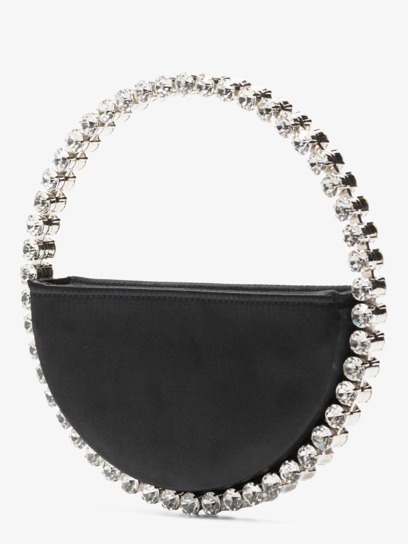 Black Eternity Crystal Satin Clutch Bag