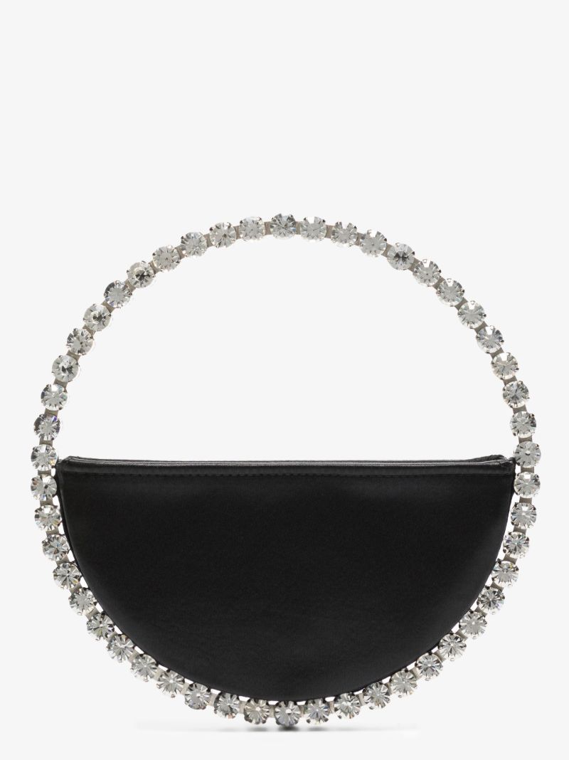 Black Eternity Crystal Satin Clutch Bag