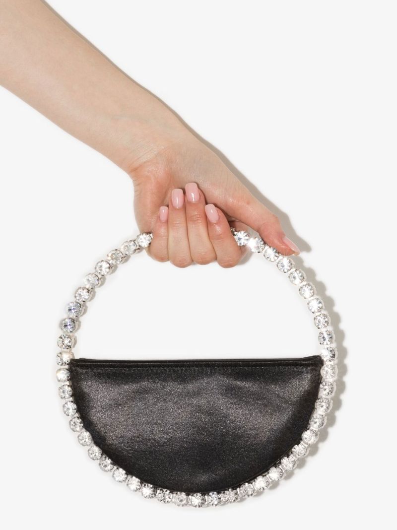 Black Eternity Crystal Satin Clutch Bag