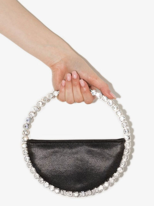 Black Eternity Crystal Satin Clutch Bag