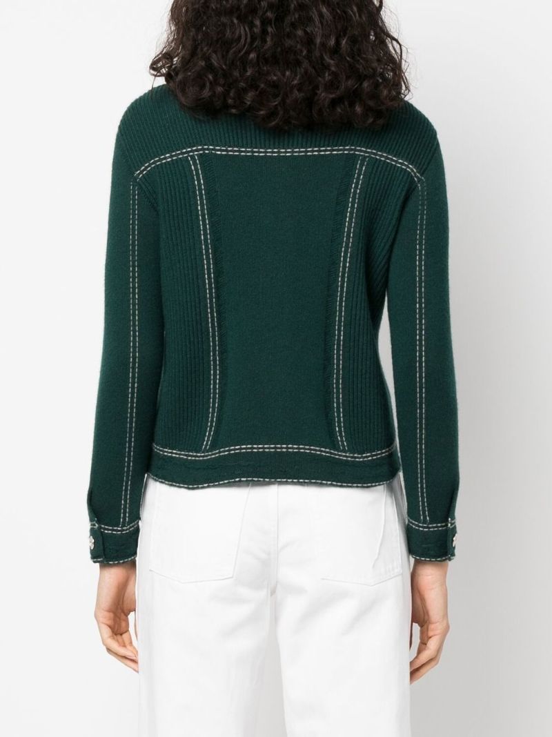 Green Trompe-l'oeil Knitted Jacket