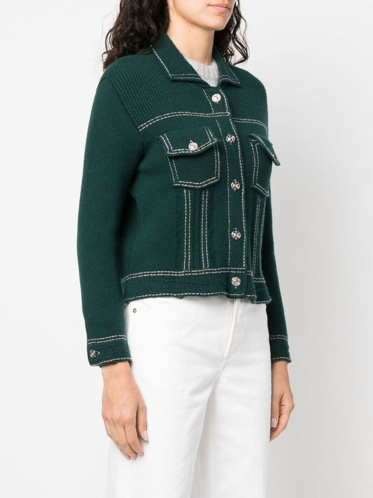 Green Trompe-l'oeil Knitted Jacket