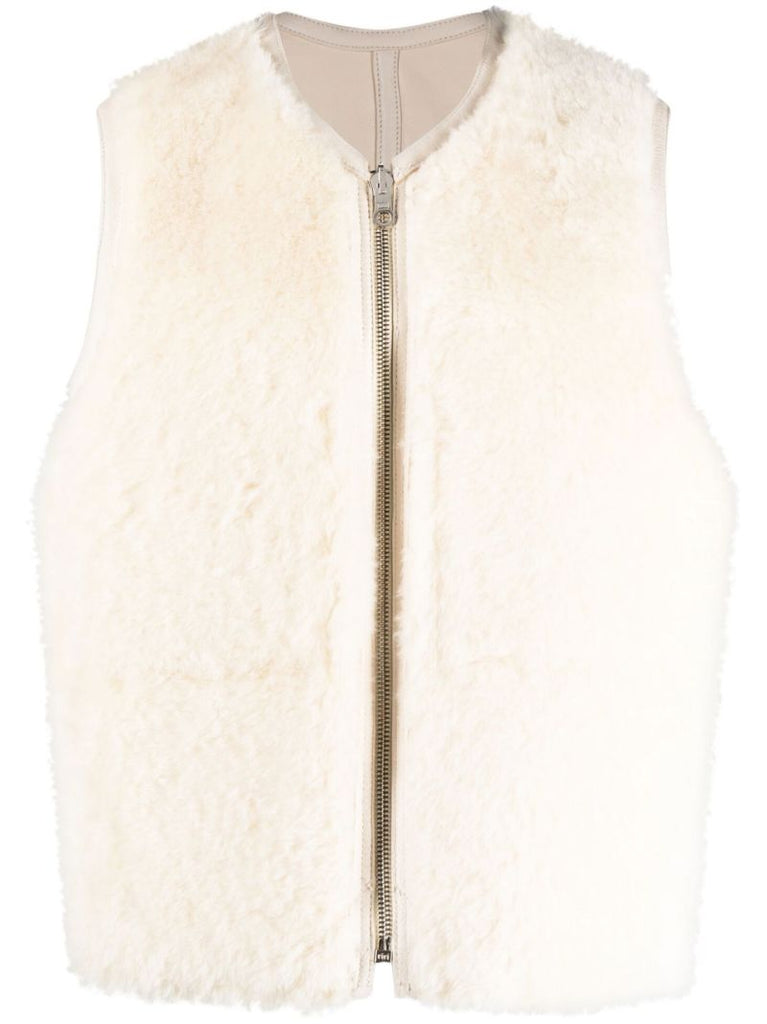 Neutral Reversible Shearling Gilet