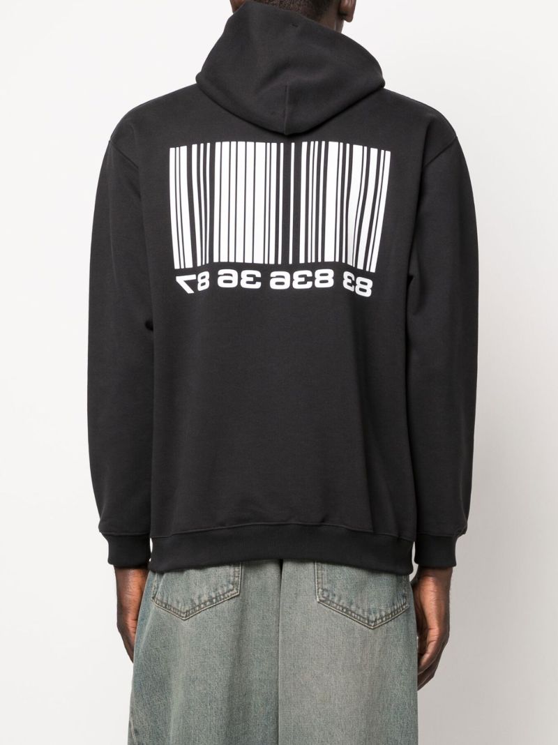 Black Big Barcode Cotton Hoodie