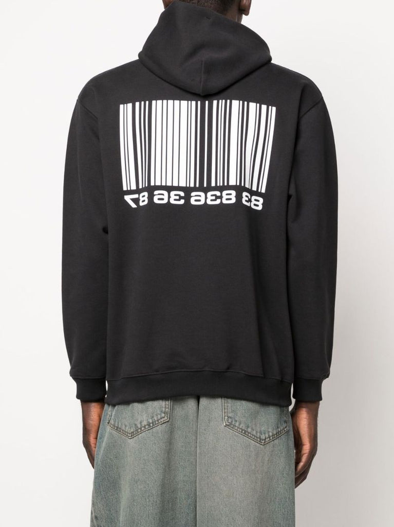 Black Big Barcode Cotton Hoodie