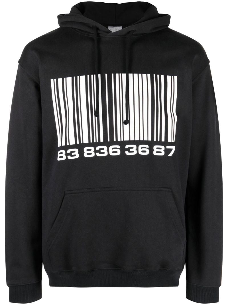 Black Big Barcode Cotton Hoodie