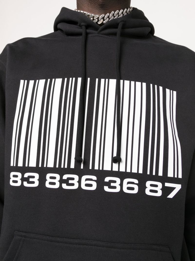 Black Big Barcode Cotton Hoodie