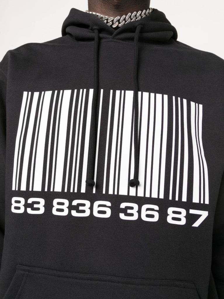 Black Big Barcode Cotton Hoodie