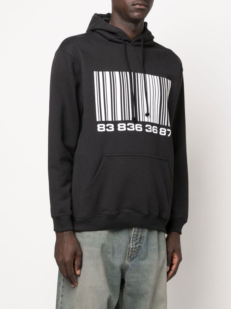 Black Big Barcode Cotton Hoodie