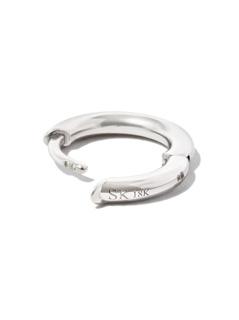 18k White Gold Micro Single Hoop Earring