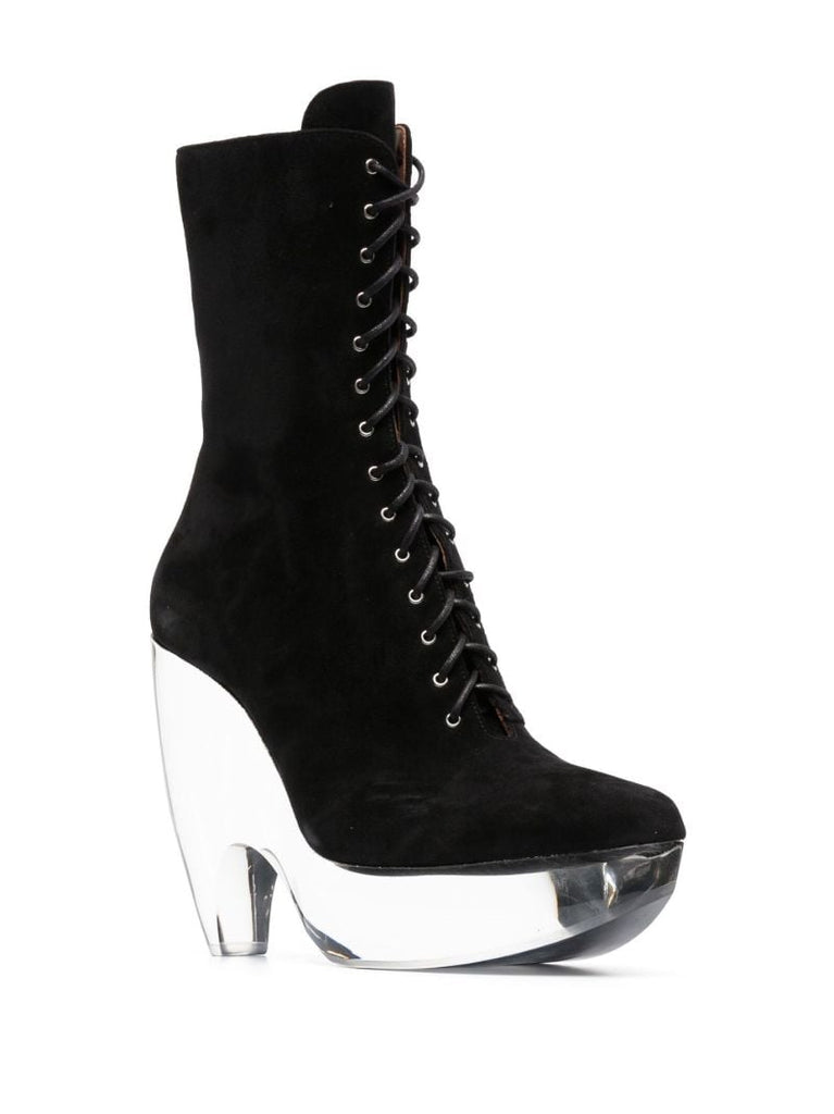 Black Plexi 110 Suede Lace-up Ankle Boots