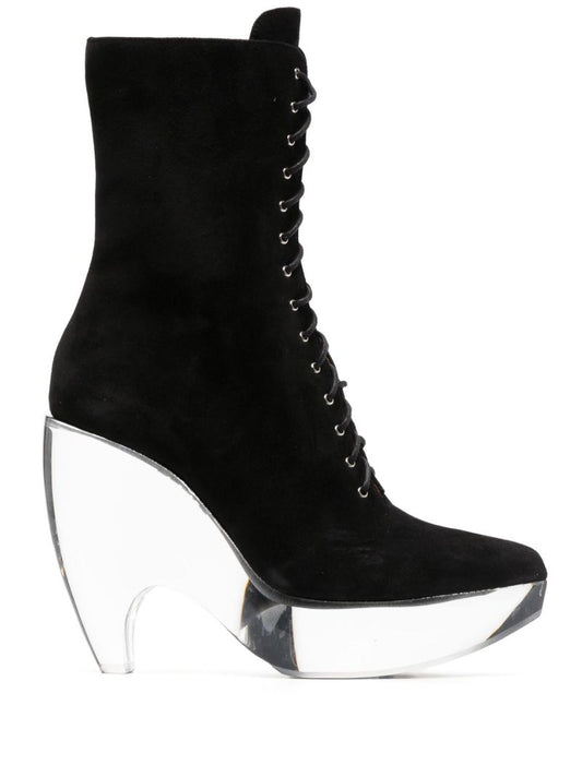 Black Plexi 110 Suede Lace-up Ankle Boots