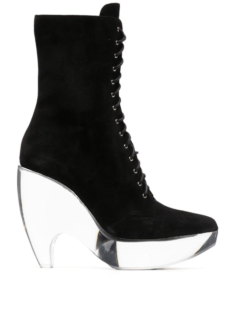 Black Plexi 110 Suede Lace-up Ankle Boots