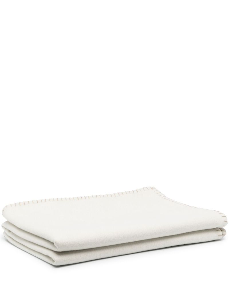 White Reversible Merino Wool Throw