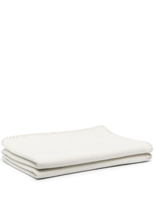 White Reversible Merino Wool Throw