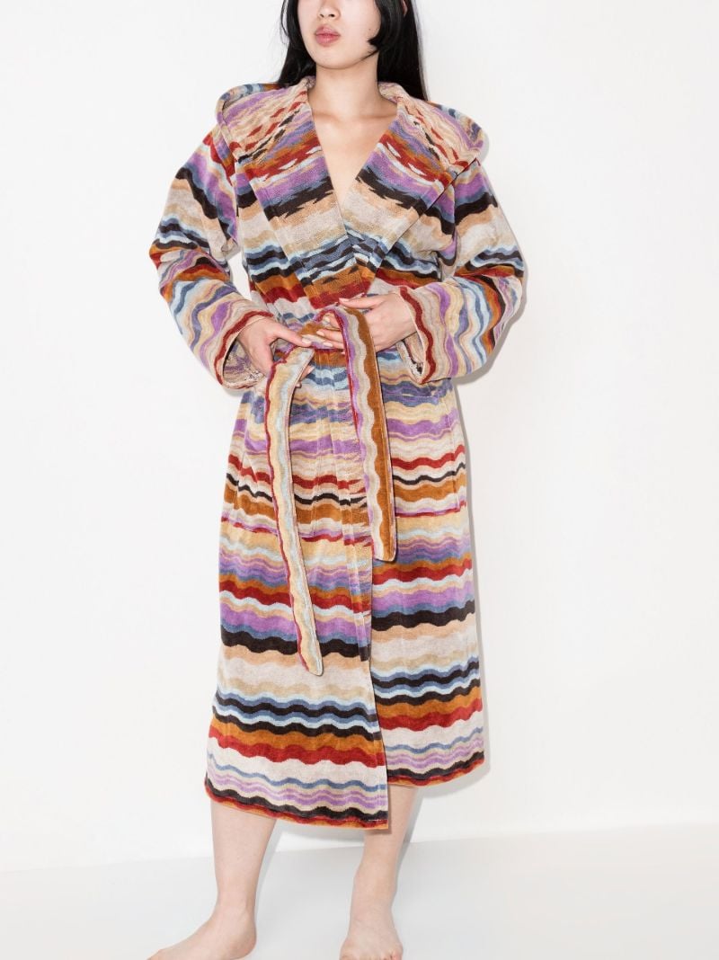 Multicolour Bonnie Wave Print Cotton Dressing Gown
