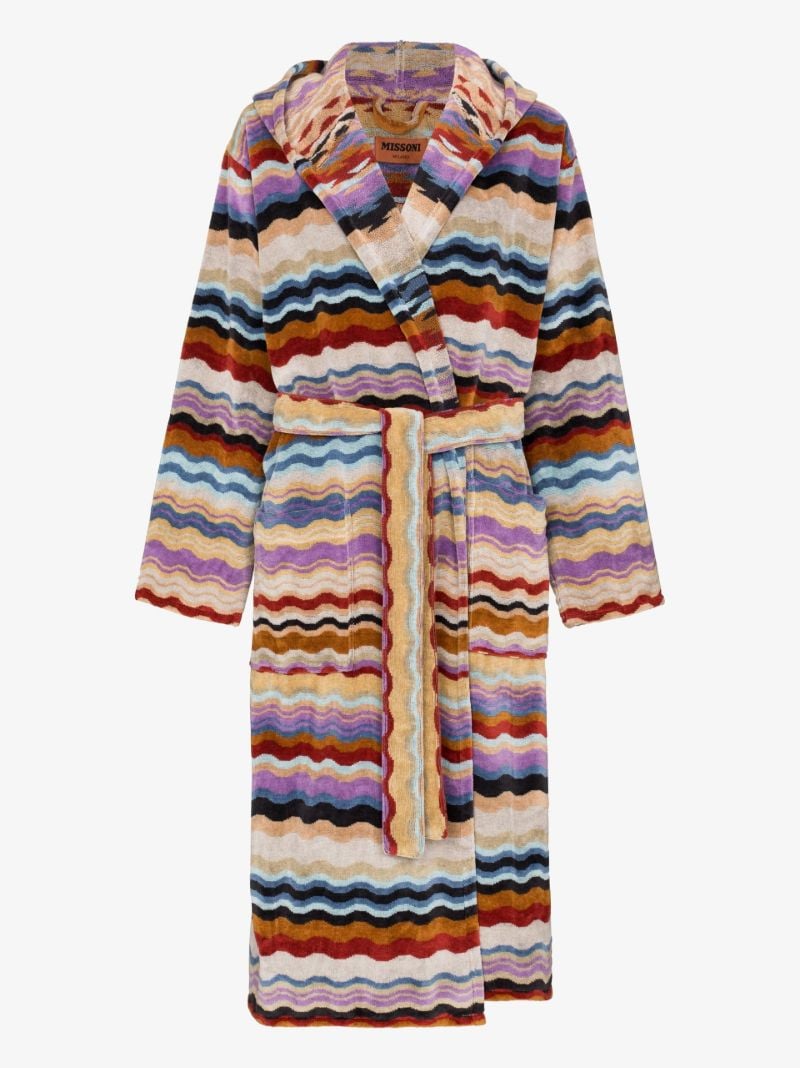 Multicolour Bonnie Wave Print Cotton Dressing Gown