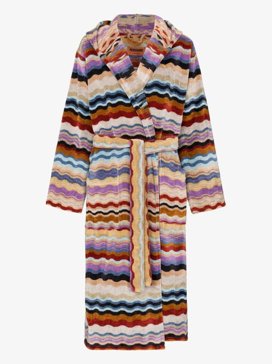 Multicolour Bonnie Wave Print Cotton Dressing Gown