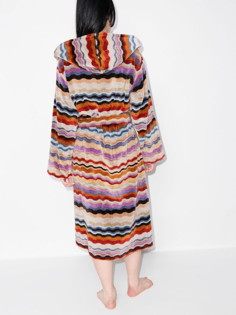 Multicolour Bonnie Wave Print Cotton Dressing Gown