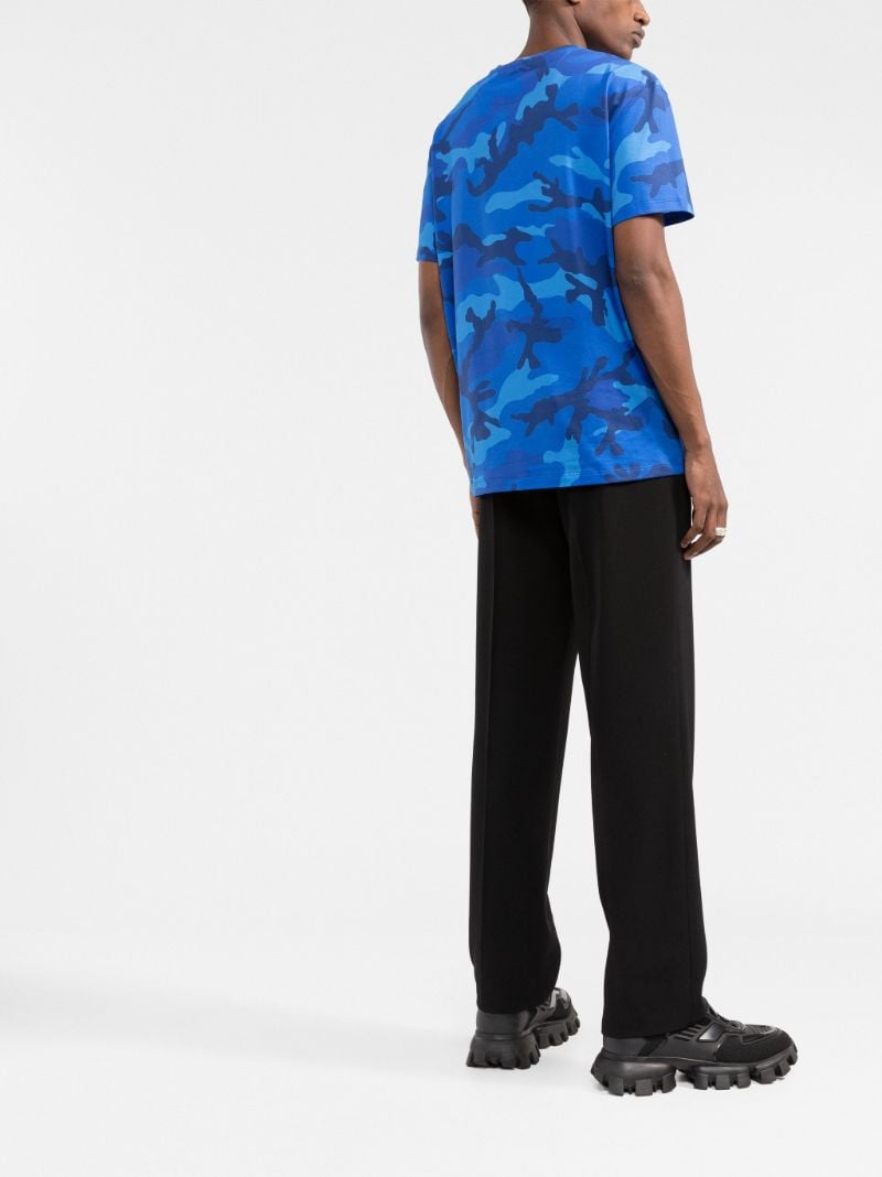 Blue Camouflage Print Cotton T-shirt