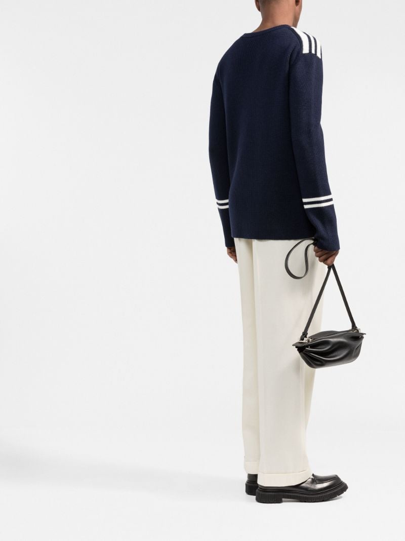 Blue Logo Embroidered Wool Sweater