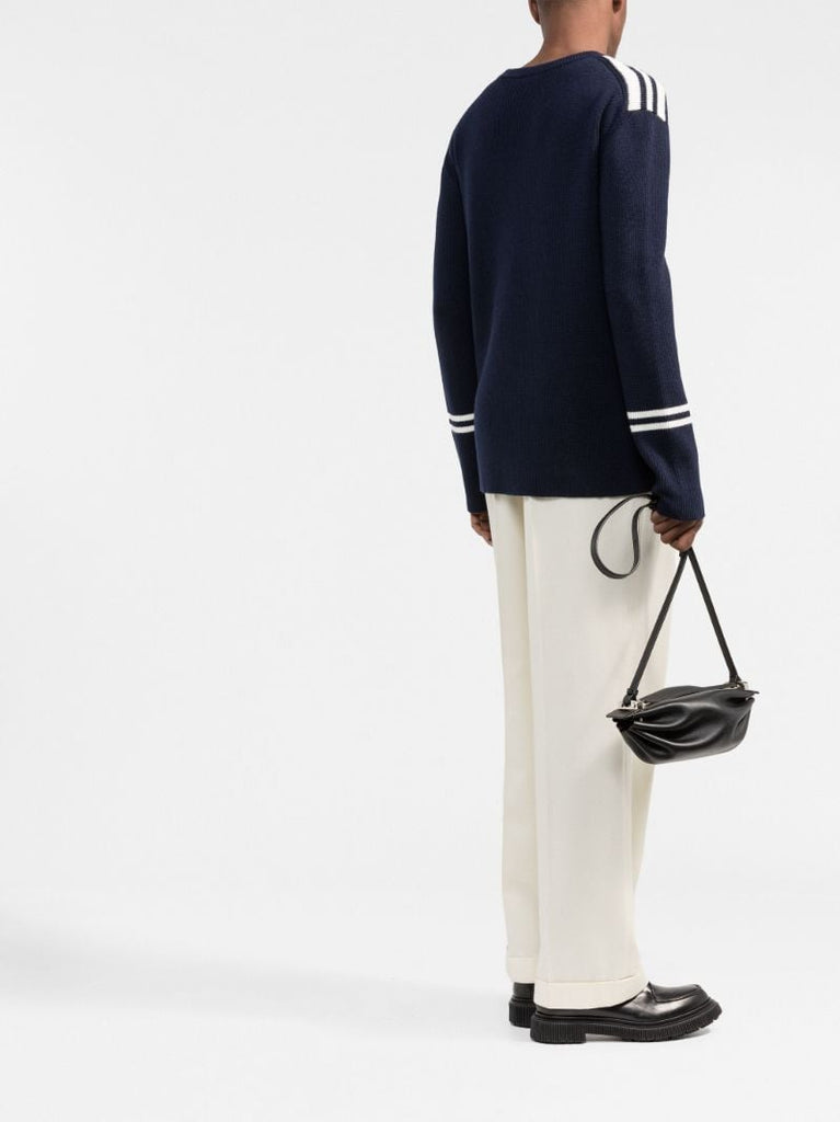 Blue Logo Embroidered Wool Sweater