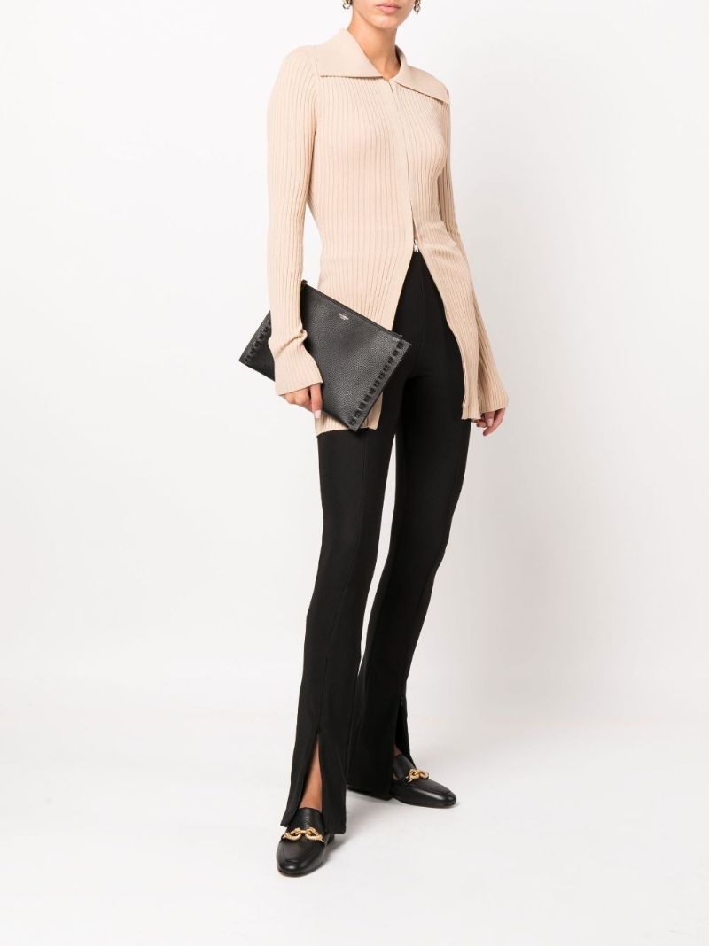 Black Rockstud Leather Pouch