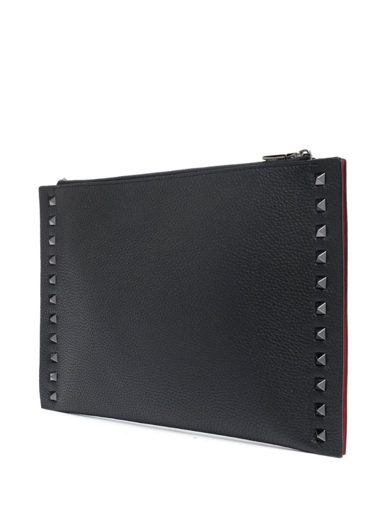 Black Rockstud Leather Pouch