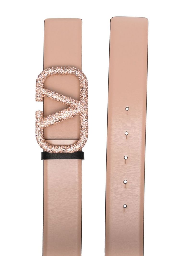 Pink Vlogo Reversible Leather Belt
