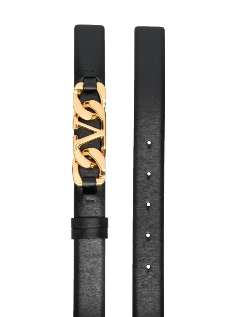 Black Vlogo Chain Leather Belt